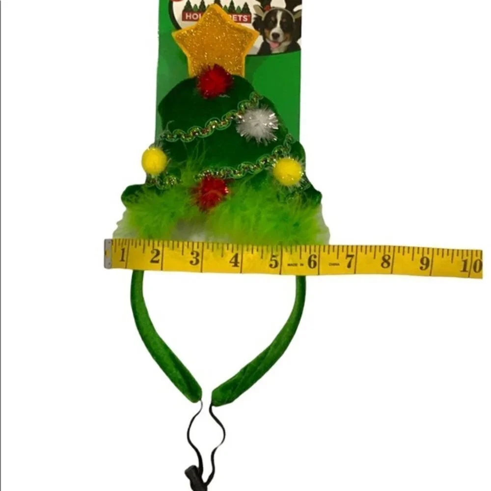 SPOT Dog Christmas Headband Holiday Hat Adjustable Festive Tree Medium / Large